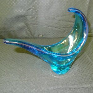 Chalet Vintage glass art blue dish